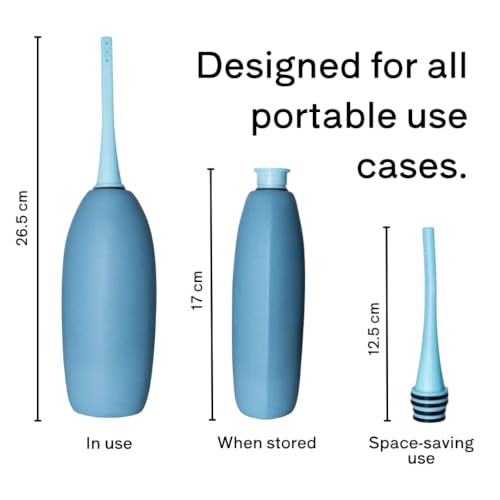 BIDOO The Universal, Portable Bidet (Aqua) with Cap and Travel Bag l Replaces Wet Wipes and Shower Toilet l Peri Bottle for Postpartum l Elder Care l New Moms l Pre and Post-Intimacy - color: Blue
