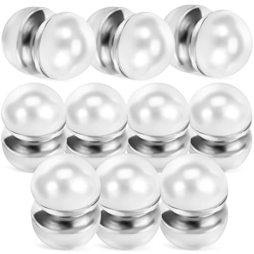 10 Pairs Pearl Magnetic Veil Weights Hijab Magnets for Wedding Veils Dress Weights for Wind Double-Sided Magnetic Pins for Scarves Clothing and Bridal Use