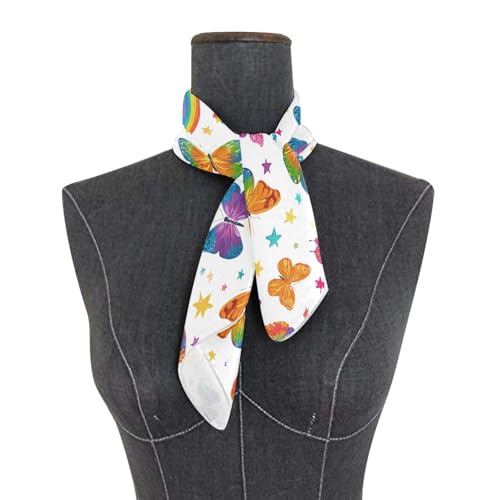 Women's Silk Scarf Square Satin Head Scarves Fashion Neck Scarf Hair Wraps Silk Bandana - color: Butterfly Rainbow