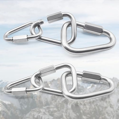 Anvin 2 Pack Large Quick Links M10 3.5Inch Heavy Duty Carabiner Stainless Steel Chain Links Connector Triangle Locking Chain Hooks Screw Links for Camping Outdoor Equipment Hammocks, 2400 Lbs Capacity - style: Triangle, 3.5 Inch, 2 Pack