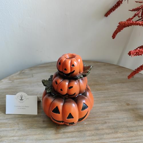 HOSLEY Resin Backflow Incense Cone Burner Holder, Pumpkins Decor Statue 4.72" High with 20 Pieces of Dragon Blood Backflow Incense Cones - color: Pumpkins