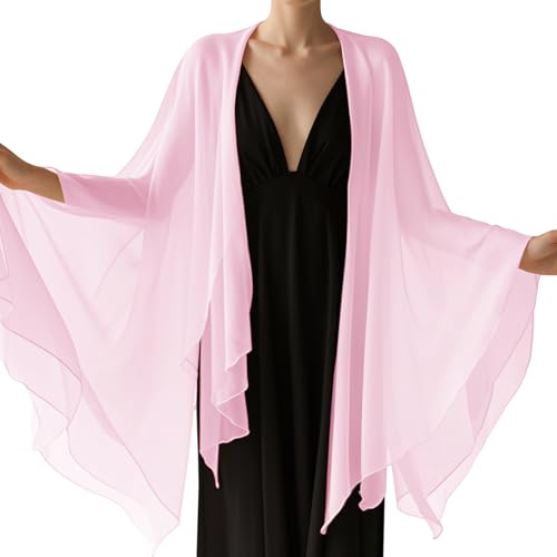 Chiffon Scarf,Soft Breathable Chiffon Shawls and Wraps,Silky Women's Hijab for Evening Dresses Wedding Bridal Scarves - color: Pink, size: 67 x 28 inches
