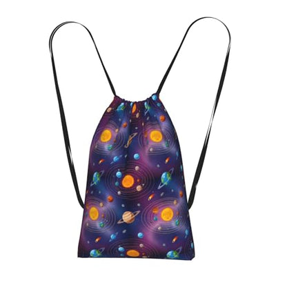 Lightweight Heavy Duty Storage Backpack Galaxy Space Planet Solar System, Drawstring Bag Foldable Spacious, Versatile for Travel Hiking Gym - color: Color (44)