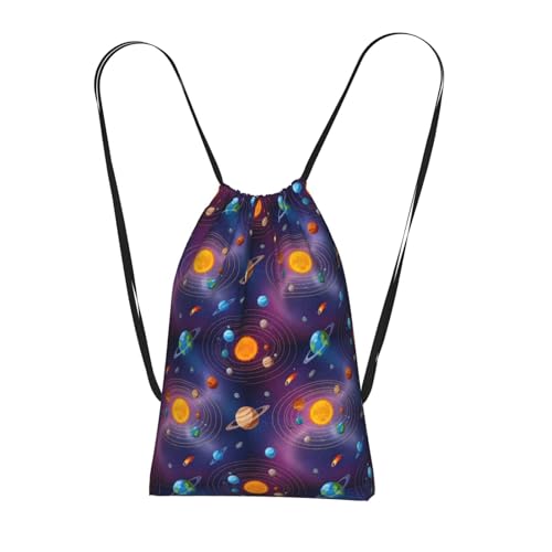 Lightweight Heavy Duty Storage Backpack Galaxy Space Planet Solar System, Drawstring Bag Foldable Spacious, Versatile for Travel Hiking Gym - color: Color (44)