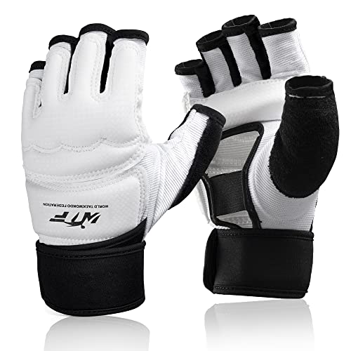 Punch Bag Training Gloves, LangRay MMA Grappling Gloves for Sparring Martial Arts Boxing Training for Adults and Kids - size: Medium, style: Taekwondo White