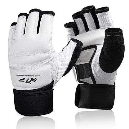 Punch Bag Training Gloves, LangRay MMA Grappling Gloves for Sparring Martial Arts Boxing Training for Adults and Kids - size: Medium, style: Taekwondo White