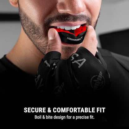 Hayabusa Combat Sports Mouth Guard Youth, Kids and Adult Sizes Comes with Case - Black/Red, Adult - color: Black/Red, size: Adult