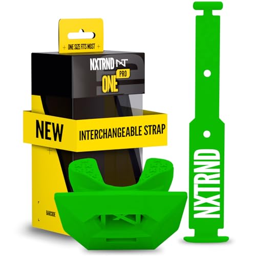Nxtrnd One Pro Football Mouth Guard, Interchangeable Strap, Fits Adult & Youth (Green) - color: Green Pro