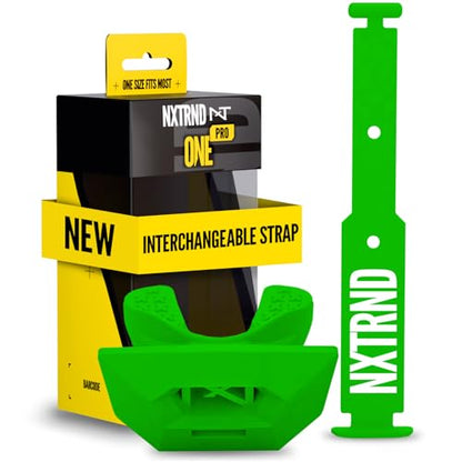 Nxtrnd One Pro Football Mouth Guard, Interchangeable Strap, Fits Adult & Youth (Green) - color: Green Pro