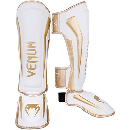 Venum Elite Standup Shin Guards - color: White/Gold, size: X-Large