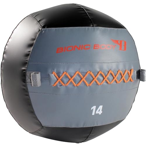 Bionic Body Soft Medicine Ball Weighted Slam Wall Ball for Cardio Workout and Core Training – Ideal for Squat, Lunge, and Partner Toss - style: 14LB