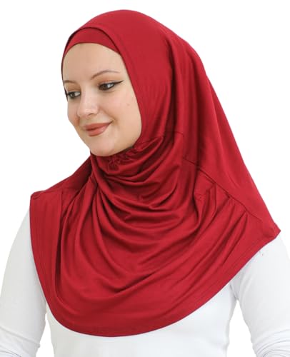 Prien Chic Ready To Wear Hijab For Women, Muslim Long Turban Undercap Set, Instant Scarf, Prayer Clothes For Girls, Abaya - color: Burgundy