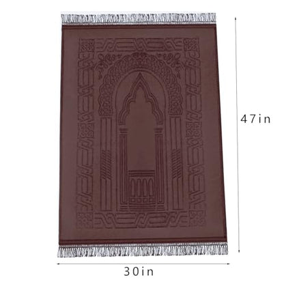 JE JOUE Luxury Islamic Prayer Mat with Tasbih Beads - Extra Thick Large Padded Sajadah for Men, Women & Kids, Soft Non-Slip Muslim Prayer Rug for Eid, Ramadan, Travel(31 "x 47",Dark Coffee) - color: Dark Coffee