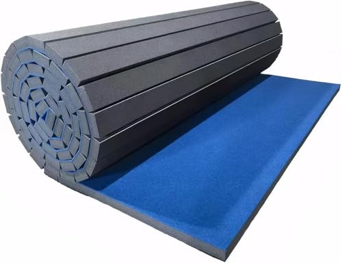 Gymnastics Tumbling Mat 1.6" Thick – Non-Slip Carpet Surface, Unfoldable Wrestling Mat for MMA, Cheerleading, Home Gym, 4'x8' Exercise Foam Mat - color: Black, size: 252 * 72 * 1.6in