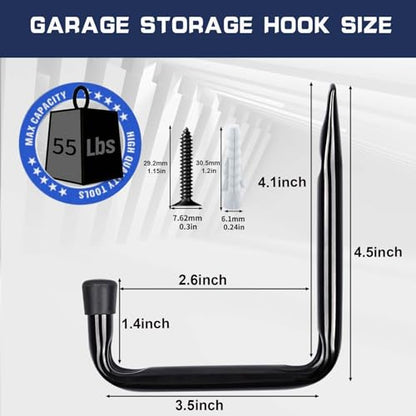 Dreecy 10 Pack Garage Storage J Utility Hooks, Heavy Duty J Utility Hooks Hangers for Garage Wall Hanging Garden Tools, Ladder, Bike, Hose, Black - size: Small 10 Pack