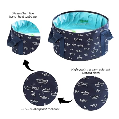 Foot Bath Basin,13.8 Diameter, 7.5 inches high Portable Travel Collapsible Foot Basin Folding Foot Bath Tub Soaking Feet Bucket for Camping Washing