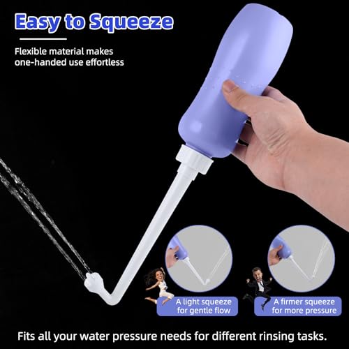 Hibbent Portable Bidet for Travel, Handheld Travel Bidet for Personal Hygiene Care, Personal Cleansing Use, Extended Nozzle, 17oz(500ml) Bathroom Toilet Spray, Purple - color: Purple, style: 500ml