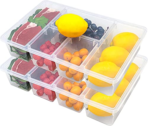 2Pack Veggie Tray with Lid 5 Compartment Food Container with Dividers Large Serving Tray Travel Snack Containers Stackable Produce Saver Snackle Box for Fruit,Vegetable,Salad,Meal