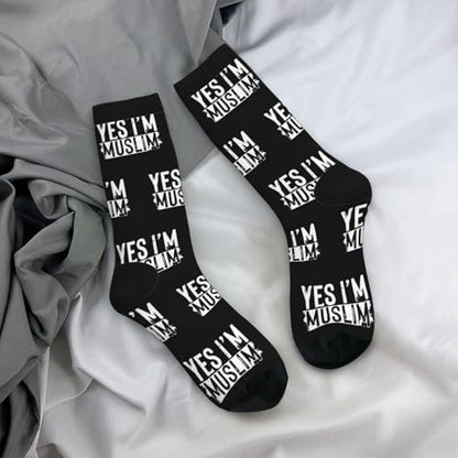 Muslim Islam Arabic Islamic Religious Allah God Be Socks, Unisex Adult Crew Socks, Cotton Cozy Casual Sock - color: 3 Black