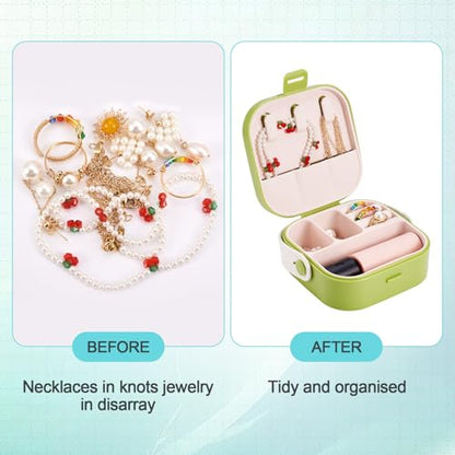 Silicone Jewelry Boxes Present Box,PU Leather Travel Jewelry Case,Mini Jewelry Box Travel Jewelry Box Jewelry Gift Boxes Necklaces Earrings Bracelets Boxes for Women,Green Yellow - color: Green Yellow