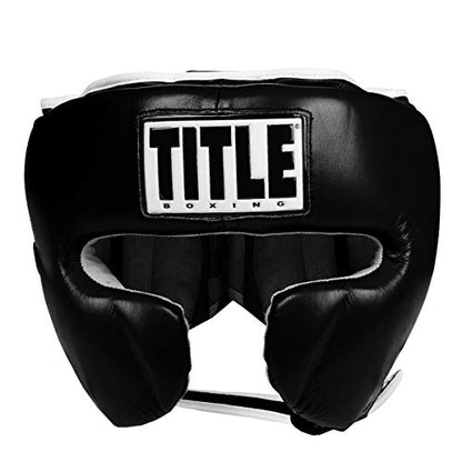 TITLE Boxing Leather Sparring Headgear - MMA & Muay Thai Protection - color: Black, size: Large
