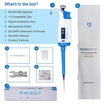 Single-Channel Pipette, Adjustable Volume - Accurate & Calibrated | For 100-1000ul Liquid Capacity, Compatible with 1000ul Pipette Tips - size: 100-1000ul, style: Single-Channel