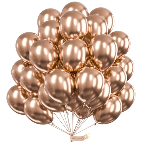 PartyWoo Metallic Rose Gold Balloons 50pcs Chrome Champagne Gold Color - color: Champagne Gold-g112, size: Gold