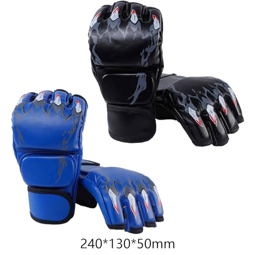 Generic 2 Pairs MMA Gloves Martial Arts Bag Gloves Boxing Fight Gloves Kickboxing Gloves for Sparring - color: Black and Blue
