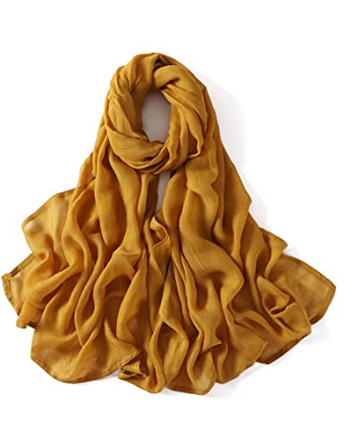 Txameru Women's Viscose Cotton Hijab Scarf - color: Mustard