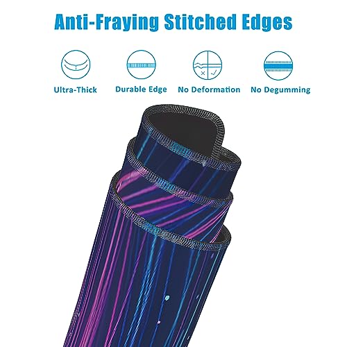 Futuristic Neon Swirl Lines Large Gaming Mouse Pad,Waterproof Desk Mat for Desktop,Non-Slip Rubber Base Mousepad with Stitched Edges for Laptop Office and Home 35.4X15.7 Inch - color: Futuristic Neon Swirl Lines