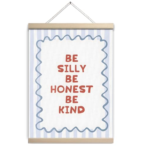 UTELKA Be Silly Be Honest Be Kind Wall Art Retro Poster, Vintage Blue Kids Room Decor, Boho Classroom Wall Decor, Vintage Nursery Decor Cute Inspirational Poster for Kids Girls Boys 12x16 - color: Be Silly Be Honest Be Kind