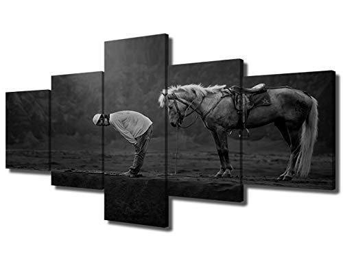 TUMOVO Wall Art for Bedroom Horse Painting Islamic Religion Canvas Prints Vintage Pictures Arabic Muslim Artwork Bathroom Wall Décor for Office Living Room Home Decor(50" W x 24" H) - color: Artwork-06, size: 50 in x 24 in (W x H)
