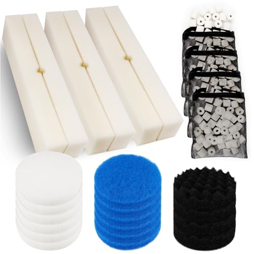 28 PCS Replacement Filter Media Kit Compatible with Fluval FX2/FX4/FX5/FX6 Aquarium Filters Include Media, Carbon Foam Pad, Water Polishing Pads, Bio-Foam Pads, Foam Block, Mesh Bag