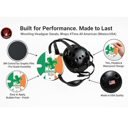Wrestling Headgear with Ear Protection & Chin Cup Adjustable Lightweight Head Guard for Competition & Practice – Durable Protective Wrestling Ear Guard for Youth & Adult Athletes - color: Irish Pride
