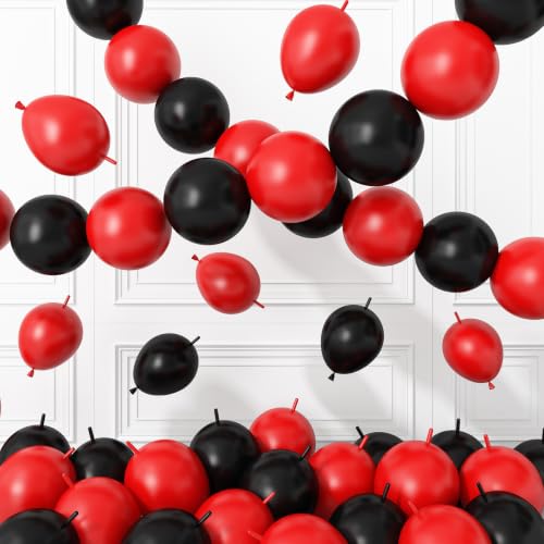 Black Red Link Balloons,120Pcs 6Inch Black Red Linking Balloons - color: Black Red