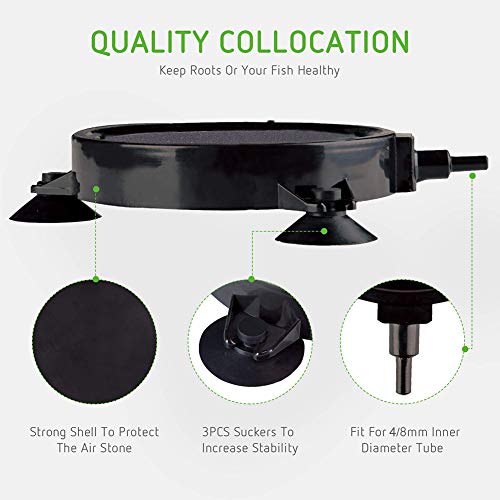 SLOCME 4 Inch Aquarium Air Stone - Air Bubble Stone with Suction Cup Dissolving Oxygen Diffusers Air Pump Accessories for Aquarium Fish Tank