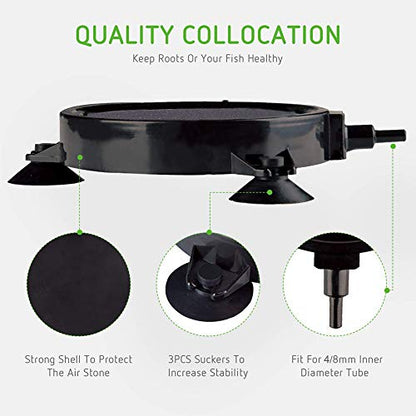 SLOCME 4 Inch Aquarium Air Stone - Air Bubble Stone with Suction Cup Dissolving Oxygen Diffusers Air Pump Accessories for Aquarium Fish Tank