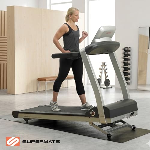SuperMats Heavy Duty Equipment Non-Slip Mat 12GS | 36" × 90" – Fits large treadmills, ellipticals, rowers, recumbent bikes, home gyms, and fitness equipment. - color: Black