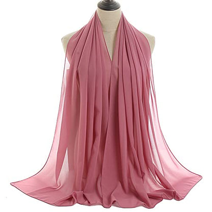 YOUR SMILE for Women Lightweight Breathable Solid Color Soft Chiffon Long Fashion Scarves Sun-proof Shawls Wrap - color: Pink