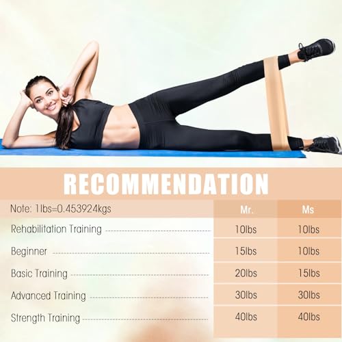 DEEKIN 30 Pcs Resistance Bands Bulk Resistance Loop Elastic Exercise Bands Exercise Equipment for Women Men Home Pilates, Fitness, Gym, Yoga - color: Light Brown, style: 35-40 Lbs