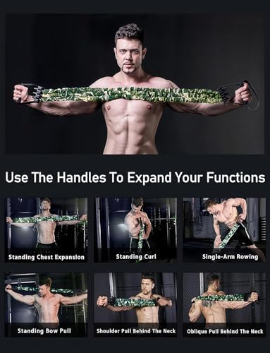 Chest Expander, Natural Latex 3-Hole Resistance Bands with Handles & Foot Cover | High Elasticity Tear Resistant | Full Body Workout for Men Home Gym, Yoga Fitness Strength Training