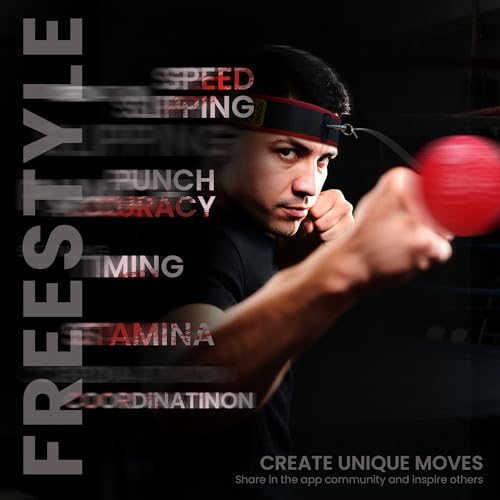 YMX BOXING® Ultimate Reflex Ball Set with App - 4 Balls & 2 Headband - color: Pink/Yellow/Red/Green