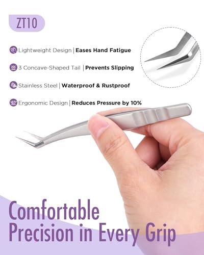 BEYELIAN Eyelash Extension Tweezers, Professional sticker tweezers | Eyelash Extension Tweezers, Professional sticker tweezers for crafting Curved Tip Stainless Steel JT10 - style: JT10