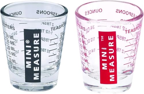 Kolder Mini Measure 20-Increment Measuring Shot Glass, for Multi-Purpose Liquid and Dry Ingredients, Red Black, Set of 2 - color: Red and Black, size: Set of 2
