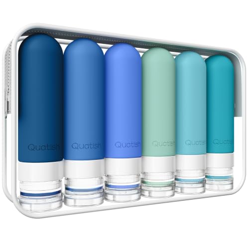Quatish Travel Bottles for Toiletries 6 Pack, Original Patented Leakproof 3 oz Tsa Approved Travel Size Container, BPA Free Silicone Shampoo and Conditioner Bottle, Cruise Camping Essentials, Pacific - color: Pacific