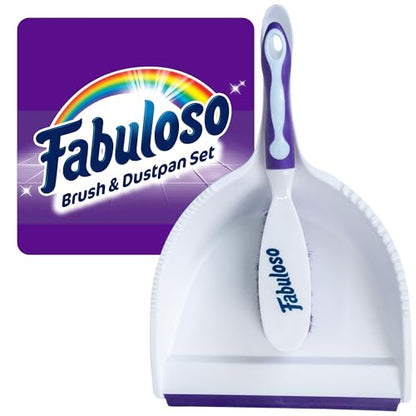 Fabuloso Brush and Dustpan Set, White and Purple | Snap-together storage, hanging hole for wall mount, quick sweeps for tile and hardwood floors - size: Brush & Dustpan