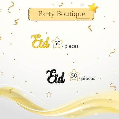 100pcs Eid Mubarak Confetti, Gold Glitter Ramadan Kareem Table Confetti for Muslim Islamic Party, Eid Paper Cut Outs, Holiday Festival Birthday Party Table Decoration - style: Eid-Black&Gold
