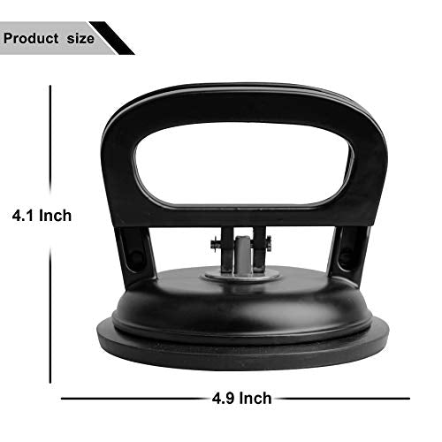 FCHO Glass Suction Cup Heavy Duty Aluminum Vacuum Plate Puller Handle Holder Hooks Duty Galss Lifting/Tile Suction Cup Lifter/Moving Glass/Pad for Lifting (Black, 2Pack) | Aluminum Single Glass Vacuum Suction Cup With Hooks For Tile Glass Moving Lifting D