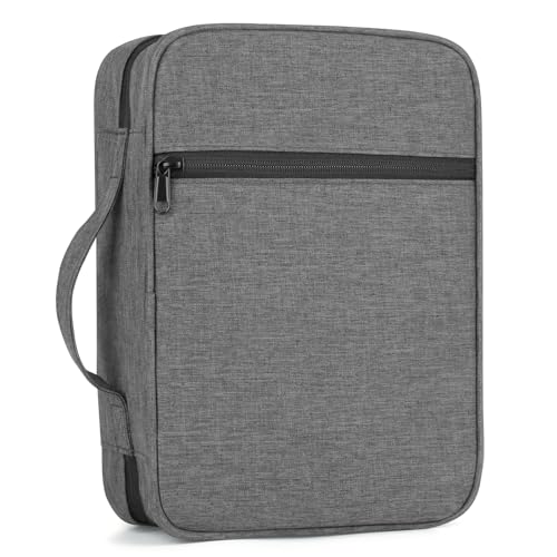 Bible Cover with Durable Handle, Carrying Book Case Church Bag Bible, Protective with Zippered Pocket, Bible Study Accessories Supplies, Book Protector for Book Lovers, Grey - color: Grey