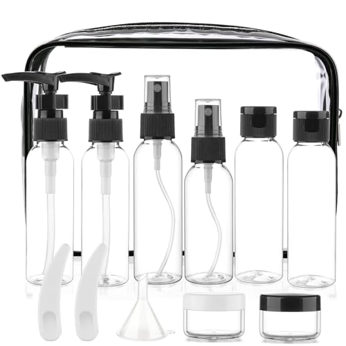 Cosywell 13-Piece 2 oz TSA Approved Travel Bottles for Toiletries Kit - color: Black